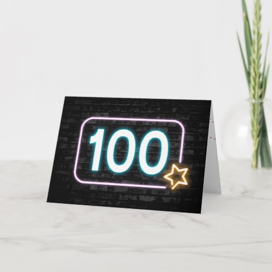 100. Geburtstag Neon Sign On Brick Karte (Vorderseite)