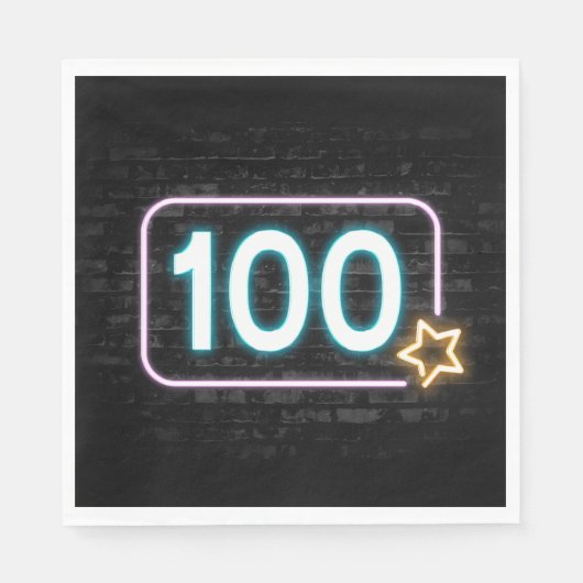 100. Geburtstag Neon Sign On Brick Serviette (Vorderseite)