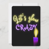 100. Geburtstag Neon-Zeichen mit Kerze Einladung (Vorderseite)