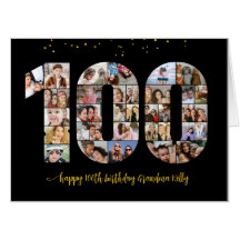 100. Geburtstag Nummer 100 Foto-Collage Schwarz Go