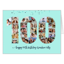 100. Geburtstag Nummer 100 Fotocollage Blau