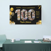 100. Geburtstag Nummer 100 Fotocollage Schwarz Gol Banner (Messeveranstaltung)