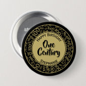 100. Geburtstag Party Nummer Muster Gold und Schwa Button (Vorne & Hinten)