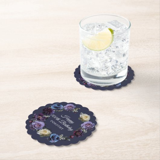 100. Geburtstag Personalisiert Moody Lila Blume Untersetzer (Vor Ort)