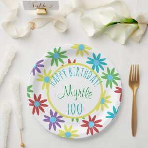 100. Geburtstag Personalisiertes Papierplatte Pappteller