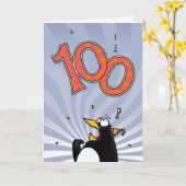 100. Geburtstag - Pinguin Überraschungskarte Karte (Gelbe Blume)