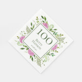 100. Geburtstag Pink Hydrangeas Serviette (Ecke)