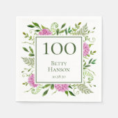 100. Geburtstag Pink Hydrangeas Serviette (Vorderseite)