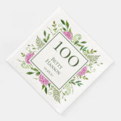 100. Geburtstag Pink Hydrangeas Serviette (Ecke)