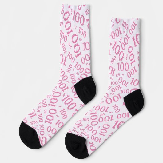100. Geburtstag Pink Random Number Pattern Socks Socken (Linkes Detail)