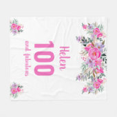 100. Geburtstag pinkfarbene Blumenfleecedecke Fleecedecke (Vorderseite (Horizontal))