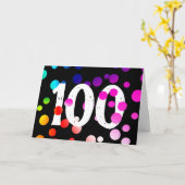 100. Geburtstag Rainbow Dots auf Black Karte (Gelbe Blume)