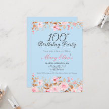 100. Geburtstag Rosa Blume Elegante Florale Weibli