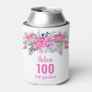 100. Geburtstag rosa Blumenkeller kühler Dosenkühler