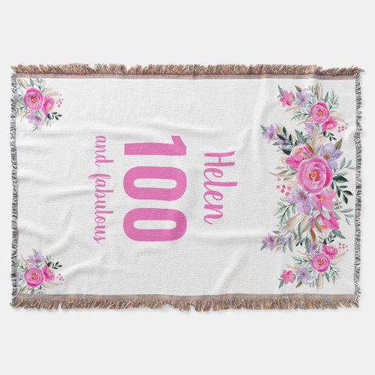 100. Geburtstag rosa Blüte Decke (Vorderseite)