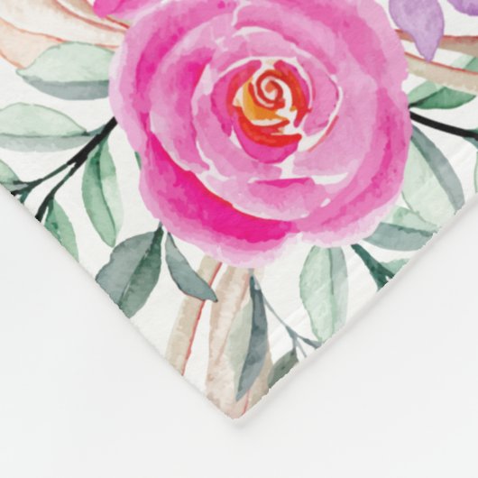 100. Geburtstag rosa Blüte Fleecedecke (Ecke)