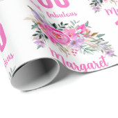100. Geburtstag rosa Blüte Geschenkpapier (Rolleneckpunkt)