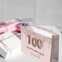 100. Geburtstag Rosa Glitzer Tropfen Rose Gold