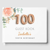 100. Geburtstag Rose Gold Eukalyptus elegant Gästebuch (Vorderseite)