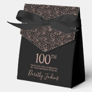 100. Geburtstag Rose Gold Glitter Rosen Danke Geschenkschachtel