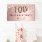 100. Geburtstag Rose Gold Glitzer rosa Ballons Banner (Insitu)