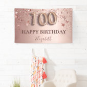 100. Geburtstag Rose Gold rosa Sterne Ballon Drehb Banner (Insitu)