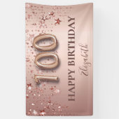 100. Geburtstag Rose Gold rosa Sterne Ballon Drehb Banner (Vertikal)