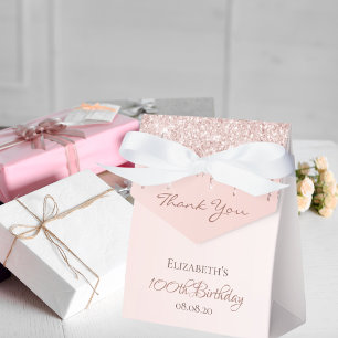 100. Geburtstag Rose Gold rosa Tropfen danke Geschenkschachtel