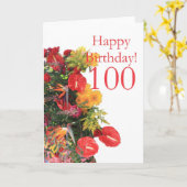 100. Geburtstag rotes gelbes Bouquet Karte (Gelbe Blume)