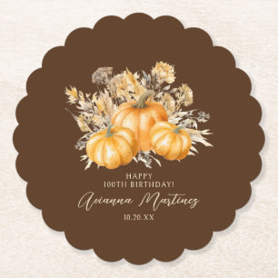 100. Geburtstag Rustic Boho Pumpkin Fall Custom Untersetzer
