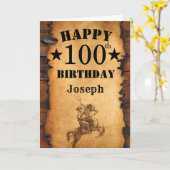 100. Geburtstag Rustikaler Western Cowboy Pferd Karte (Gelbe Blume)