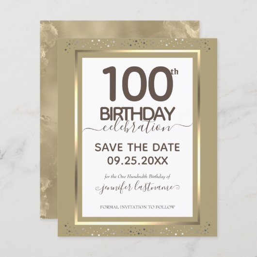 100. Geburtstag Save the Date Einladung (Vorne/Hinten)