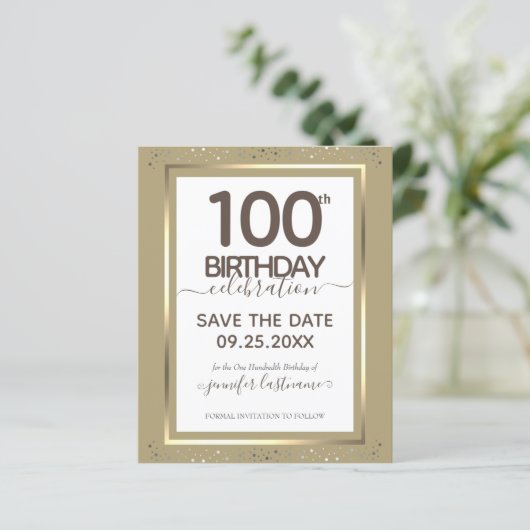 100. Geburtstag Save the Date Einladung (Stehend Vorderseite)