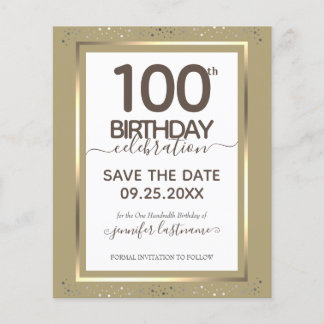 100. Geburtstag Save the Date Einladung