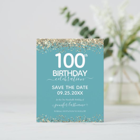100. Geburtstag Save the Date Einladung (Stehend Vorderseite)