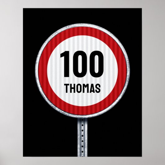 100. Geburtstag-Schild für Tempolimit - JEDES ALTE Poster (Vorne)