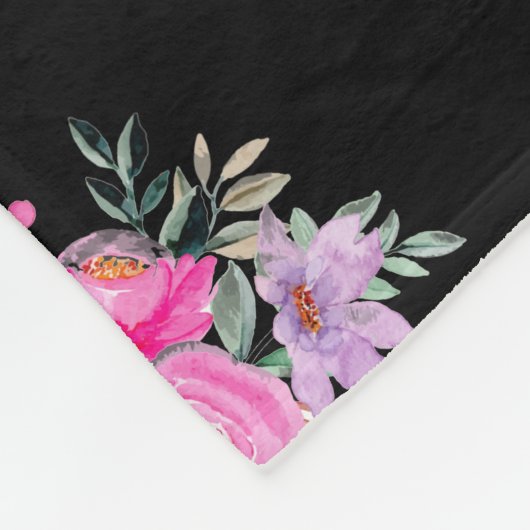 100. Geburtstag schwarz rosa Blumenflockendecke Fleecedecke (Ecke)