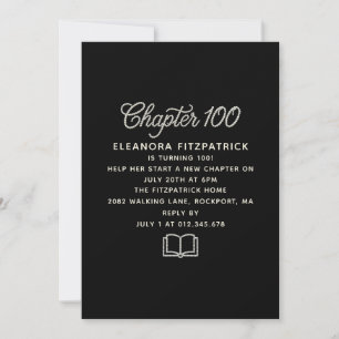 100. Geburtstag Schwarz Weiß Perlen Schrift Kapite Einladung