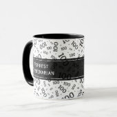 100. Geburtstag Schwarz/Weiß Random Zahlenmuster Tasse (Vorderseite Links)