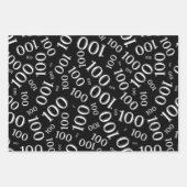 100. Geburtstag Schwarz-Weiß-Zahlenmuster 100 Geschenkpapier Set (Vorderseite 2)