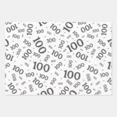 100. Geburtstag Schwarz-Weiß-Zahlenmuster 100 Geschenkpapier Set (Vorderseite)