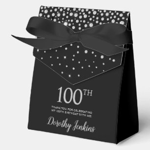 100. Geburtstag Schwarze funkelnde Dankeschön Geschenkschachtel