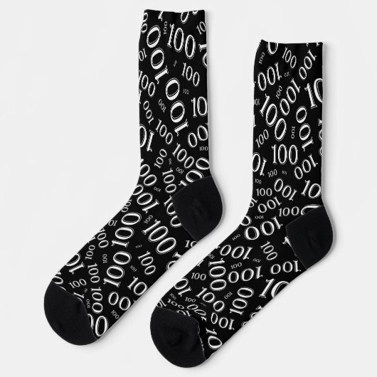 100. Geburtstag schwarze Random Number Pattern Soc Socken (Linkes Detail)