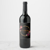 100. Geburtstag schwarzen goldenen Blumenburgund Weinetikett (Vorderseite)