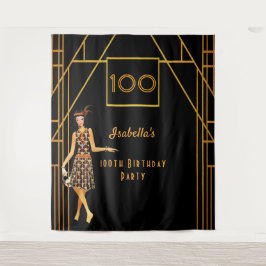 100. Geburtstag schwarzes Gold der 1920er Jahre De Wandteppich