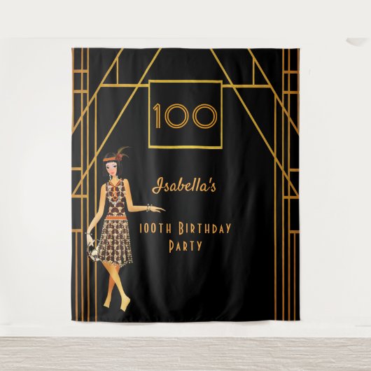 100. Geburtstag schwarzes Gold der 1920er Jahre De Wandteppich (Vorderseite)