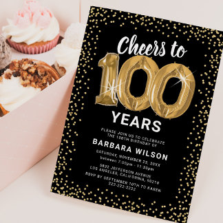 100. Geburtstag Schwarzes Gold Einladung