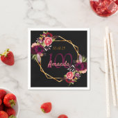 100. Geburtstag schwarzes Gold geo florale bordeau Serviette (Beispiel)