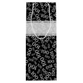 100. Geburtstag Schwarzes Zahlenmuster Geschenktüte Für Weinflaschen (Rückseite)