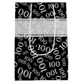 100. Geburtstag Schwarzes Zahlenmuster Mittlere Geschenktüte (Rückseite)